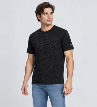 Guess T-shirt Jacquard Allover Bleu