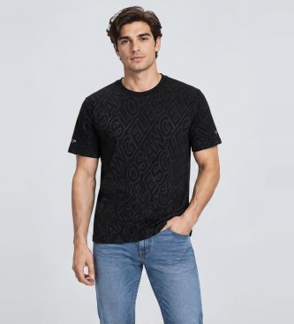 Guess T-shirt Jacquard Allover Bleu