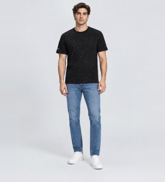 Guess T-shirt Jacquard Allover Bleu
