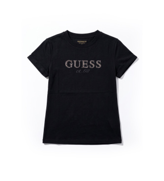 Guess T-Shirt Leopard mit Lurex-Logo schwarz