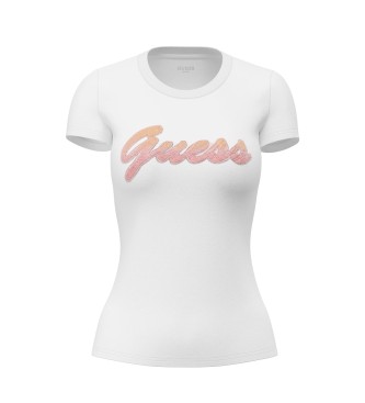 Guess Camiseta Logo Lantejoulas Degradê Branco