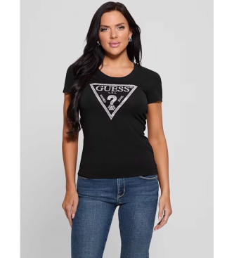 Guess T-shirt com logtipo brilhante preto