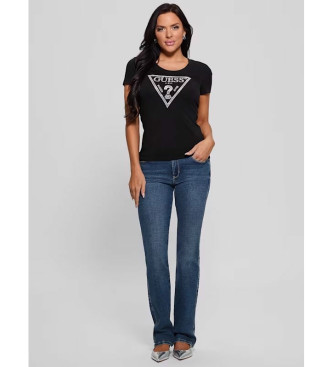 Guess T-shirt com logtipo brilhante preto