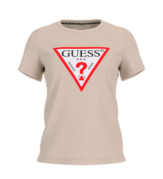 Guess T-shirt bege com logtipo triangular