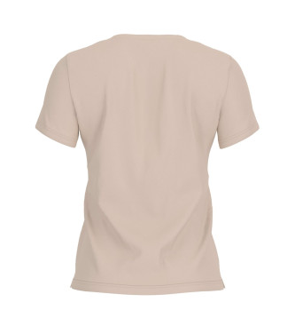 Guess Beigefarbenes T-Shirt mit dreieckigem Logo