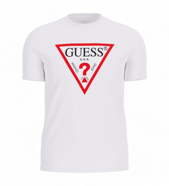 Guess Biała koszulka z trójkątnym logo