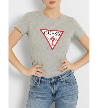 Guess T-shirt met driehoeklogo grijs