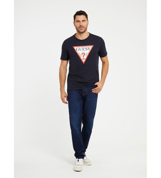 Guess Marinbl T-shirt med triangel och logotyp