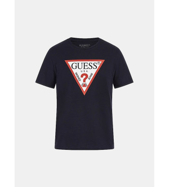 Guess Marinbl T-shirt med triangel och logotyp