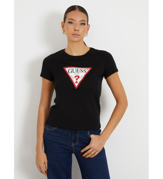 Guess T-shirt com logtipo triangular preto