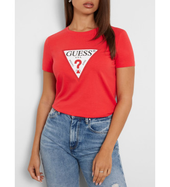 Guess red triangle t shirt best sale