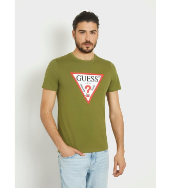 Guess T-shirt vert  logo triangulaire