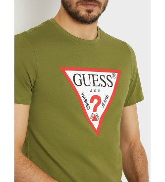 Guess Zielona koszulka z trójkątnym logo