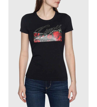 Guess T-shirt black roses