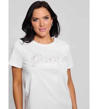 Guess T-shirt con logo in pizzo bianco