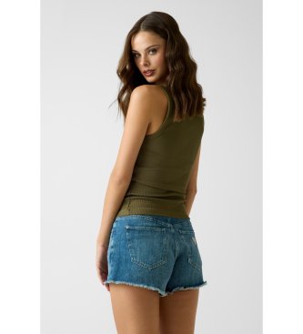 Guess Olive green sleeveless t-shirt with embroidered logo
