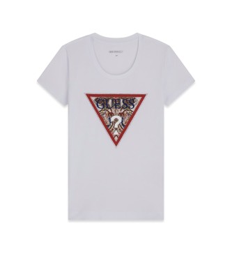 Guess Camiseta Triângulo Paisley Manga Curta Branca