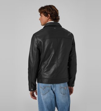 Guess Giubbotto aviatore in pelle nera
