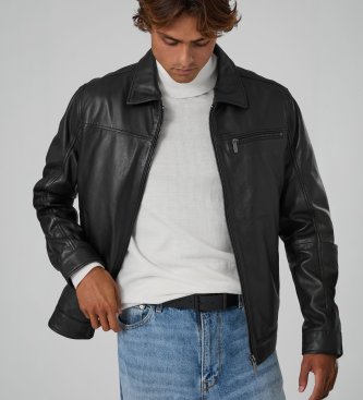 Guess Giubbotto aviatore in pelle nera