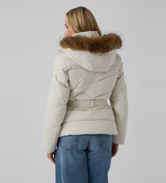Guess Jaqueta acolchoada curta com cinto beige