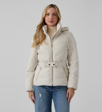 Guess Jaqueta acolchoada curta com cinto beige