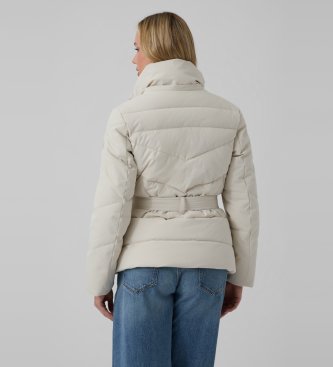 Guess Jaqueta acolchoada curta com cinto beige