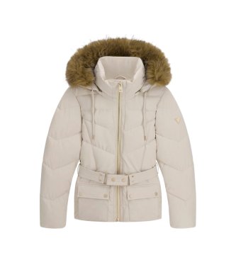 Guess Jaqueta acolchoada curta com cinto beige