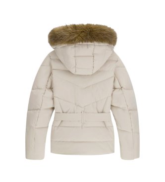 Guess Jaqueta acolchoada curta com cinto beige