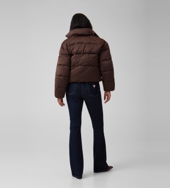 Guess Kort vatteret jakke Marika cozy mørkebrun