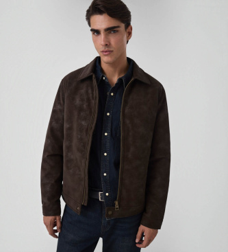 Guess Biker-Jacke aus Kunstleder mit Monogramm braun