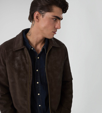Guess Biker-Jacke aus Kunstleder mit Monogramm braun
