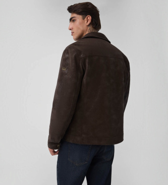 Guess Biker-Jacke aus Kunstleder mit Monogramm braun