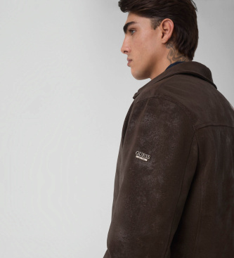 Guess Biker-Jacke aus Kunstleder mit Monogramm braun