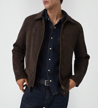 Guess Biker-Jacke aus Kunstleder mit Monogramm braun