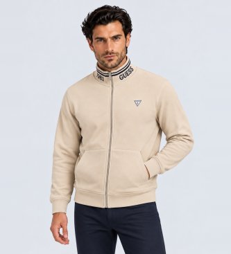 Guess Beige zip-up trucker jacket