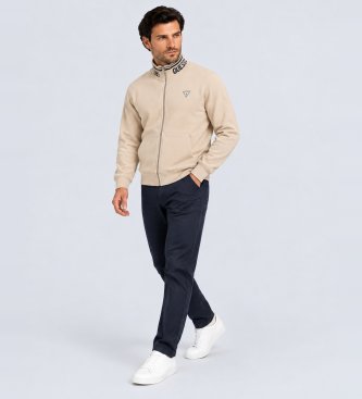 Guess Beige zip-up trucker jacket