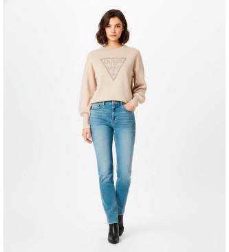Guess Sudadera con logotipo tringulo beige