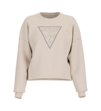 Guess Sudadera con logotipo tringulo beige