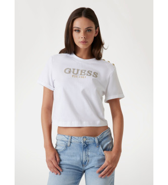 Guess T-shirt branca com corte e lavagem