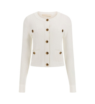 Guess Crdigan de punto acanalado blanco