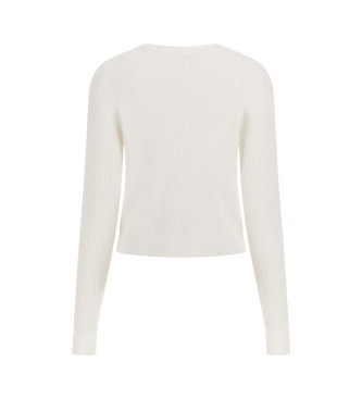 Guess Crdigan de punto acanalado blanco