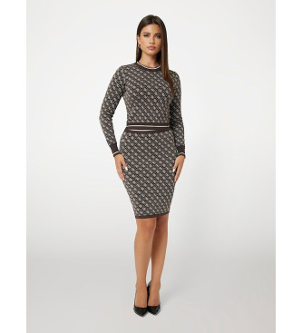 Guess Falda midi de punto con logotipo 4G marrn