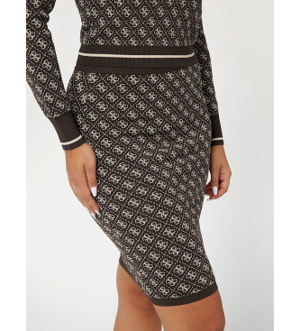 Guess Falda midi de punto con logotipo 4G marrn