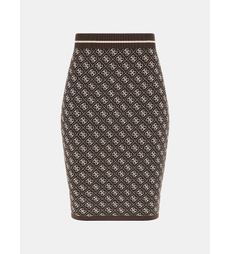 Guess Falda midi de punto con logotipo 4G marrn