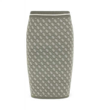 Guess Knitted midi skirt with logo 4g green