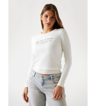 Guess Pull avec logo en strass blanc cass sur le devant