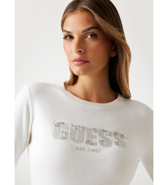 Guess Pull avec logo en strass blanc cass sur le devant