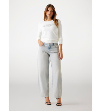 Guess Pull avec logo en strass blanc cass sur le devant