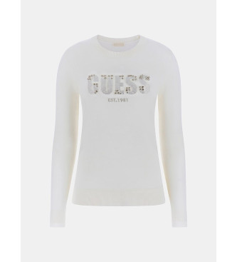 Guess Pull avec logo en strass blanc cass sur le devant