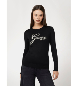 Guess Trui met strass-logo vooraan zwart